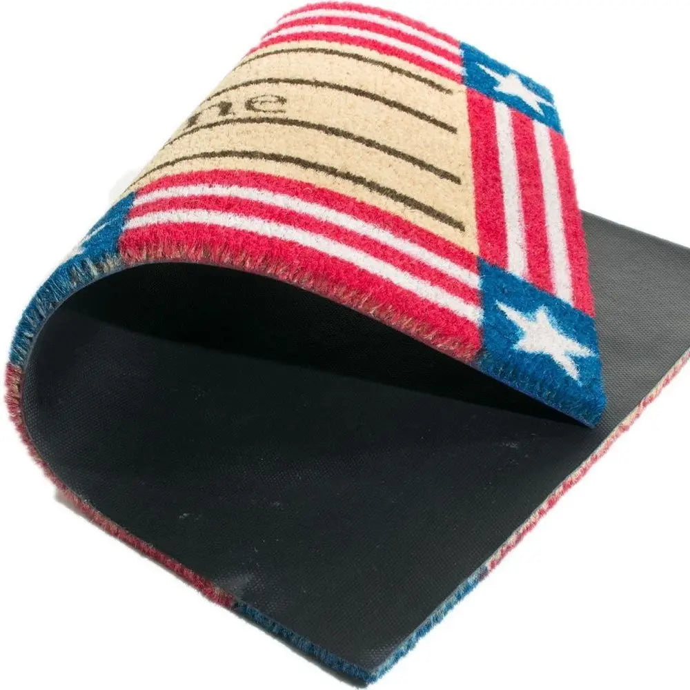 18" X 30" Red White And Blue Coir Patriotic Welcome Outdoor Door Mat - NOBLE HOME INTERIORS