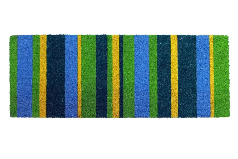 18" X 48" Green and Black Coir Striped Outdoor Door Mat - NOBLE HOME INTERIORS