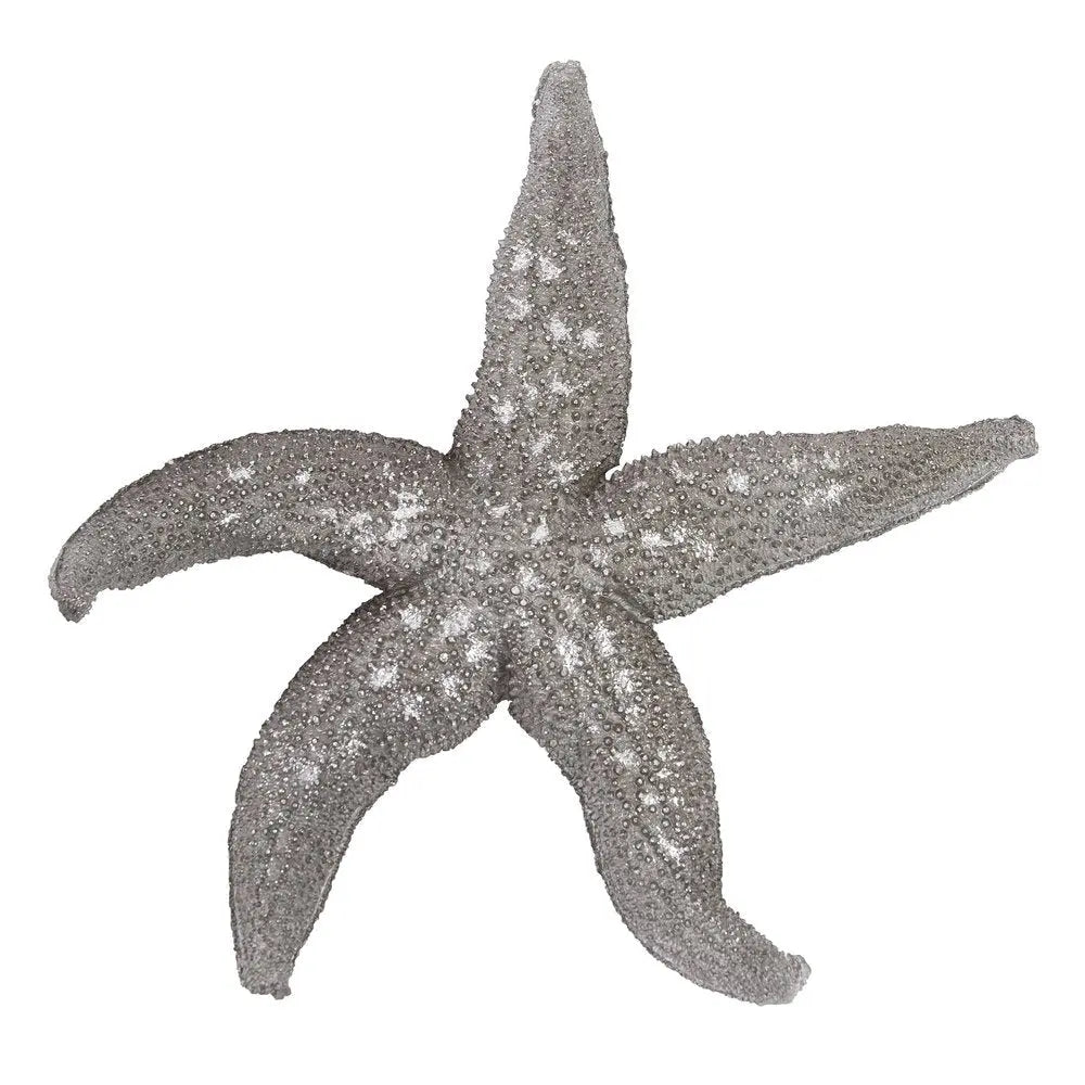 19" Antiqued Silver Resin Starfish Hanging Dimensional Sculpture - NOBLE HOME INTERIORS