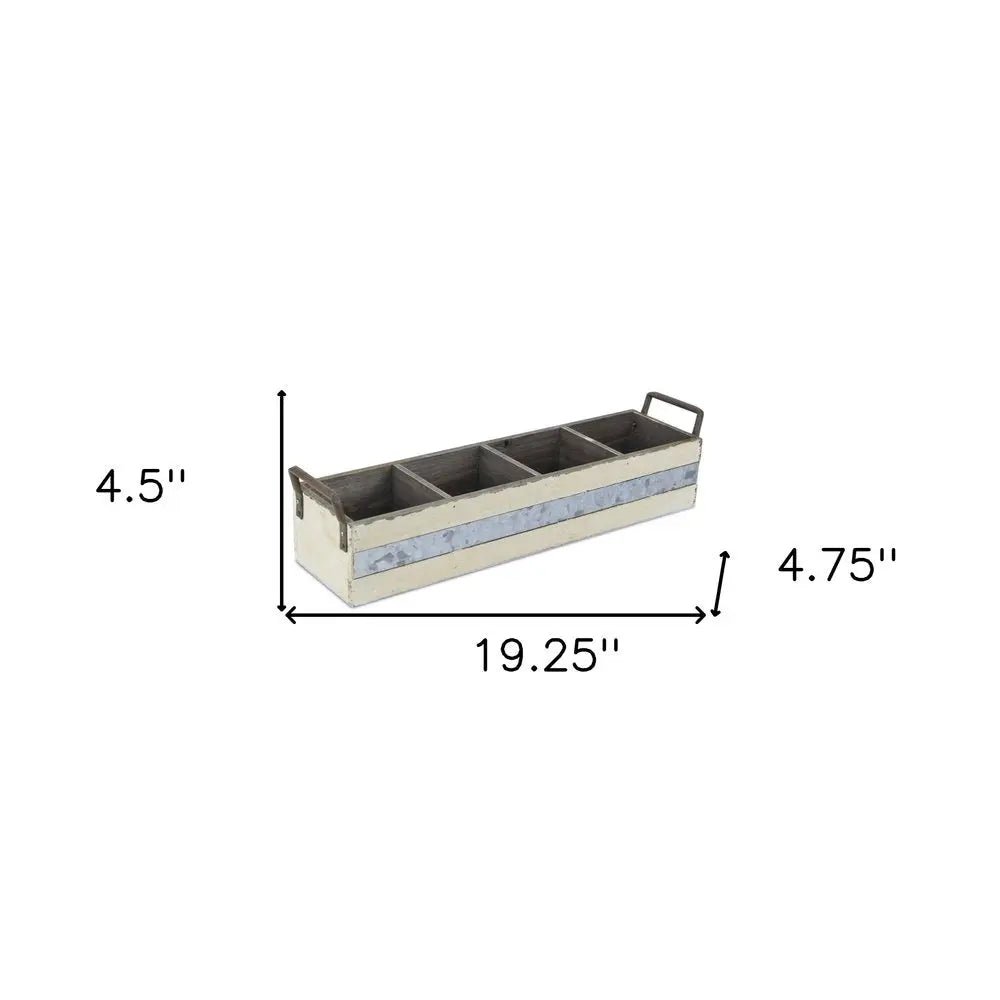 19" Antiqued White Solid Wood And Metal Box HomeRoots