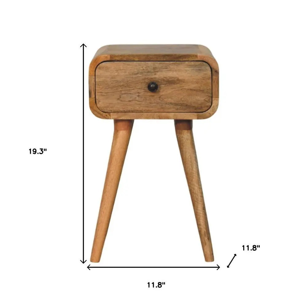 19" Beige Solid Wood Square One Drawer Nightstand - NOBLE HOME INTERIORS