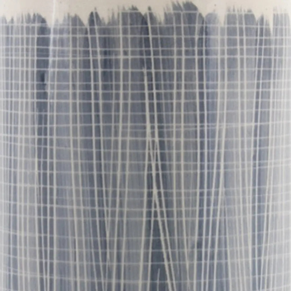 19" Blue and White Geometric Cylinder Terracotta Floor Vase - NOBLE HOME INTERIORS