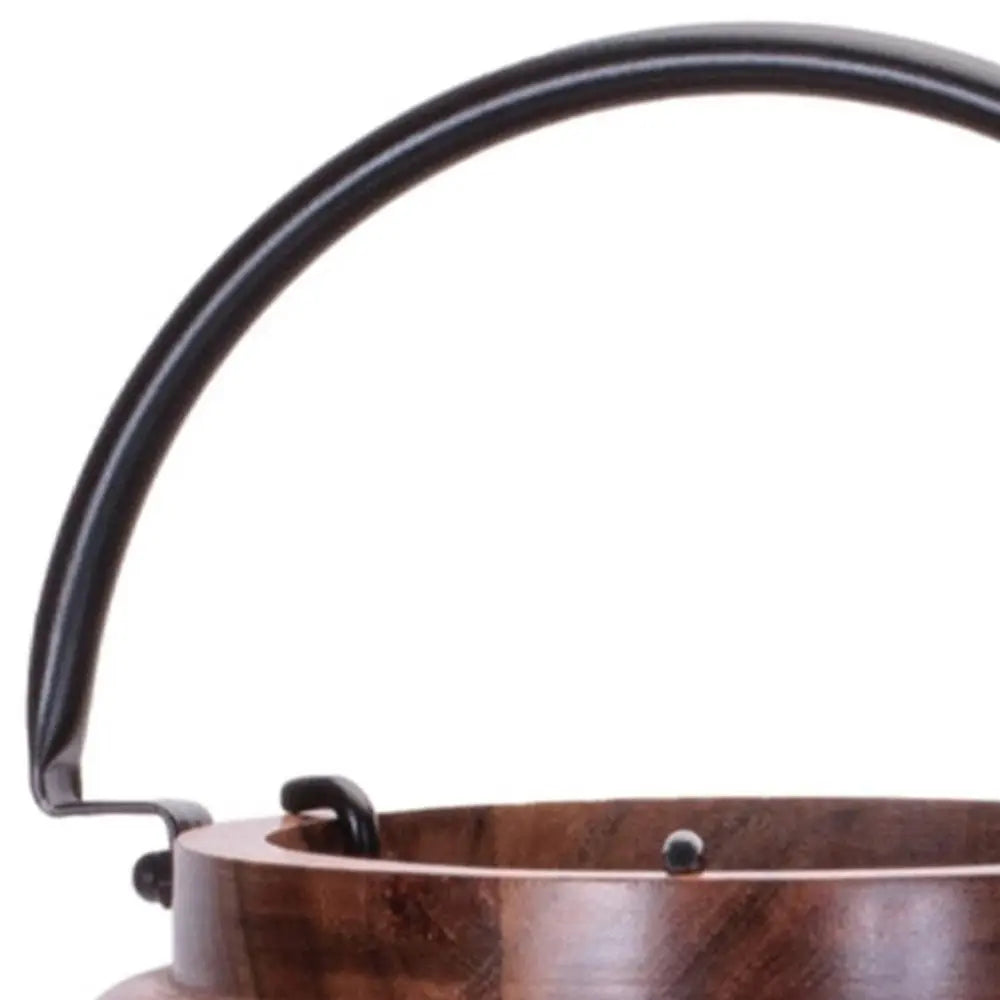 19" Brown Abstract Manufactured Wood Tabletop Pillar Candle Holder - NOVA HOME FURNITURE