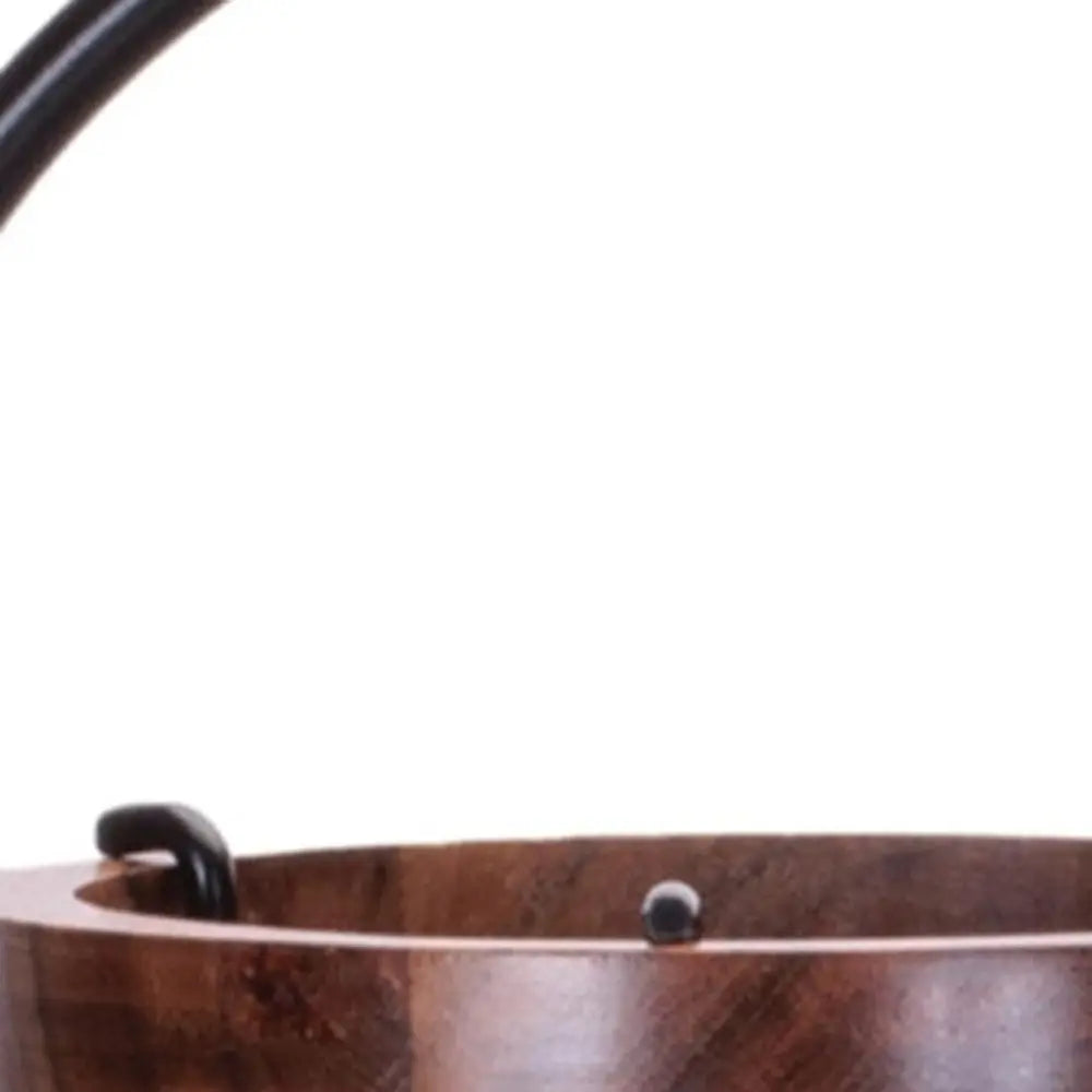 19" Brown Abstract Manufactured Wood Tabletop Pillar Candle Holder - NOVA HOME FURNITURE