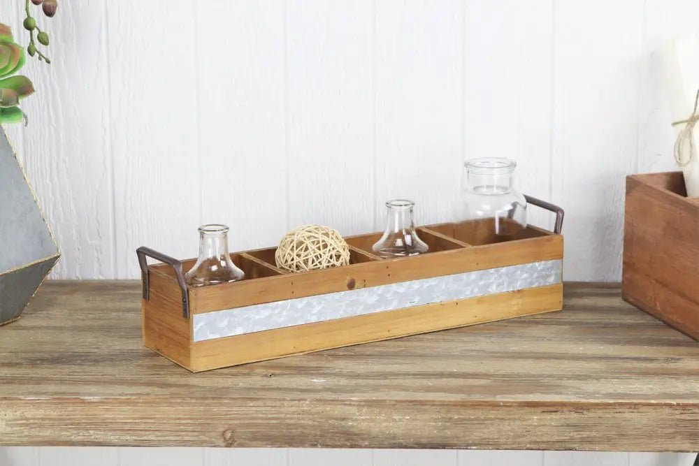 19" Brown Solid Wood And Metal Box HomeRoots