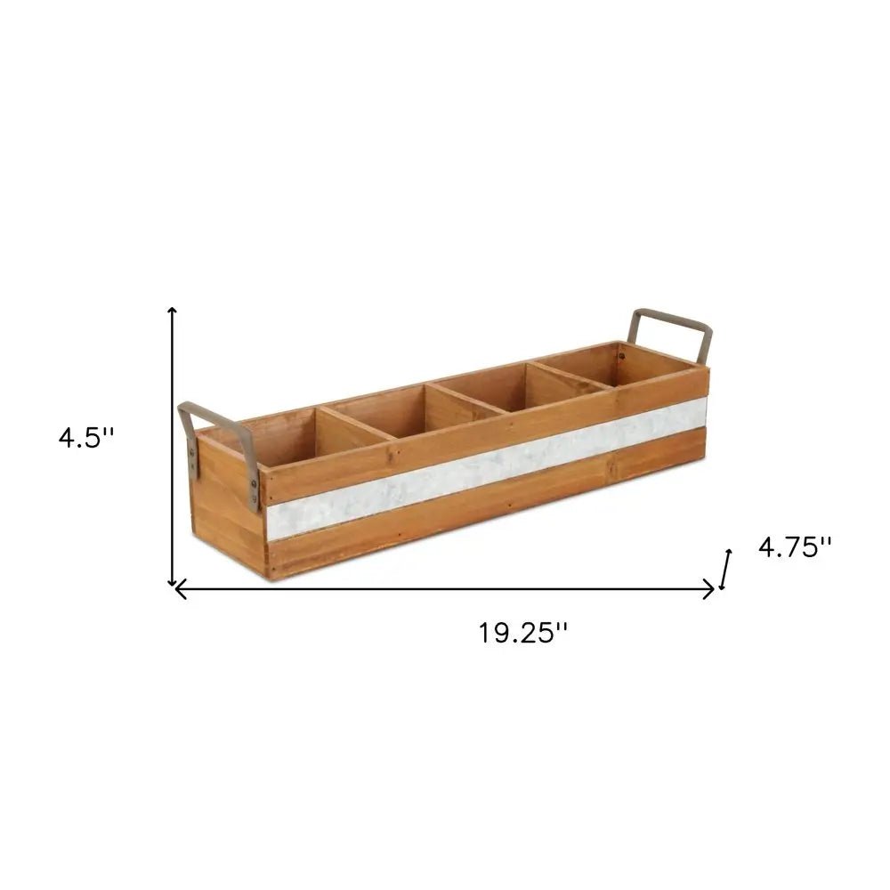 19" Brown Solid Wood And Metal Box HomeRoots