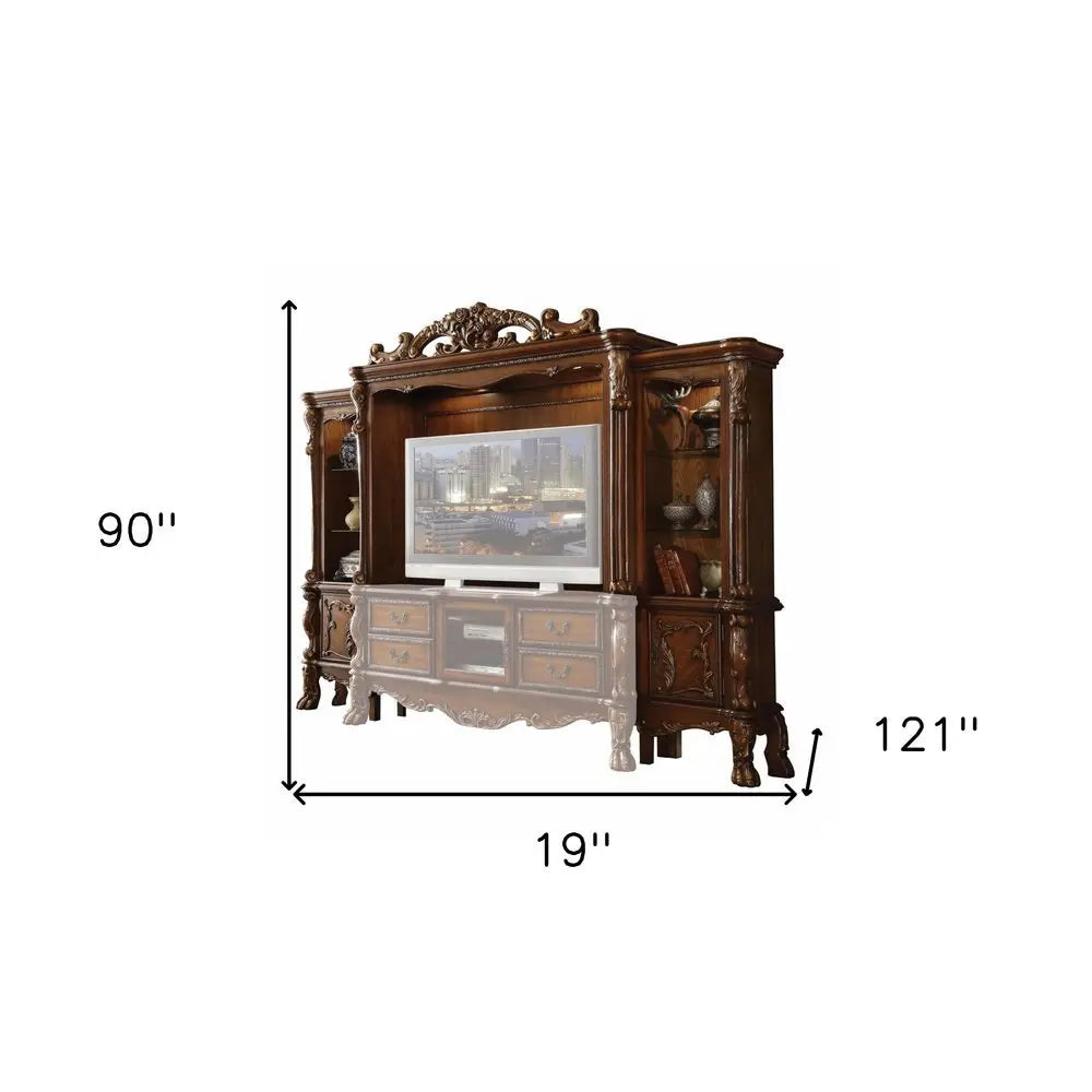 19" Brown Wood Cabinet Enclosed Storage Entertainment Center - NOBLE HOME INTERIORS
