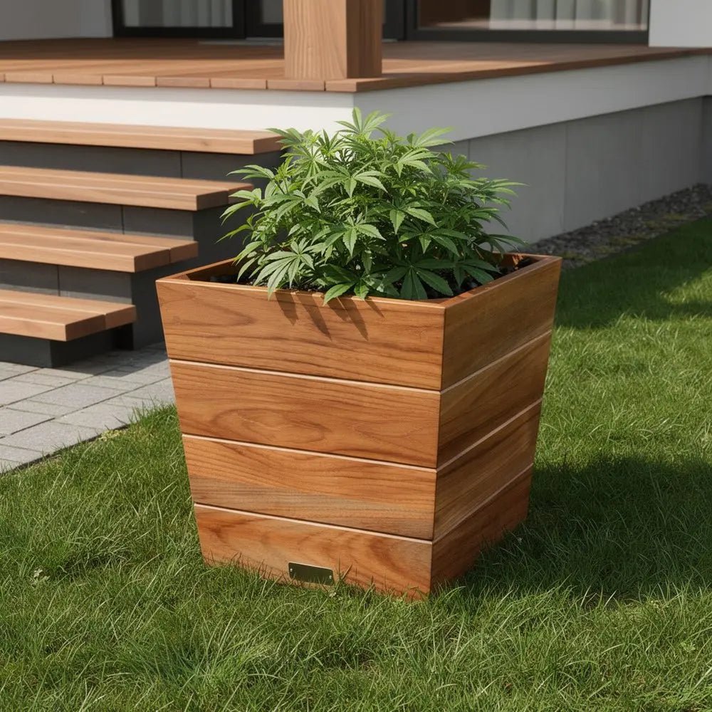 19" Brown Wood Indoor Outdoor Square Planter Box - NOBLE HOME INTERIORS