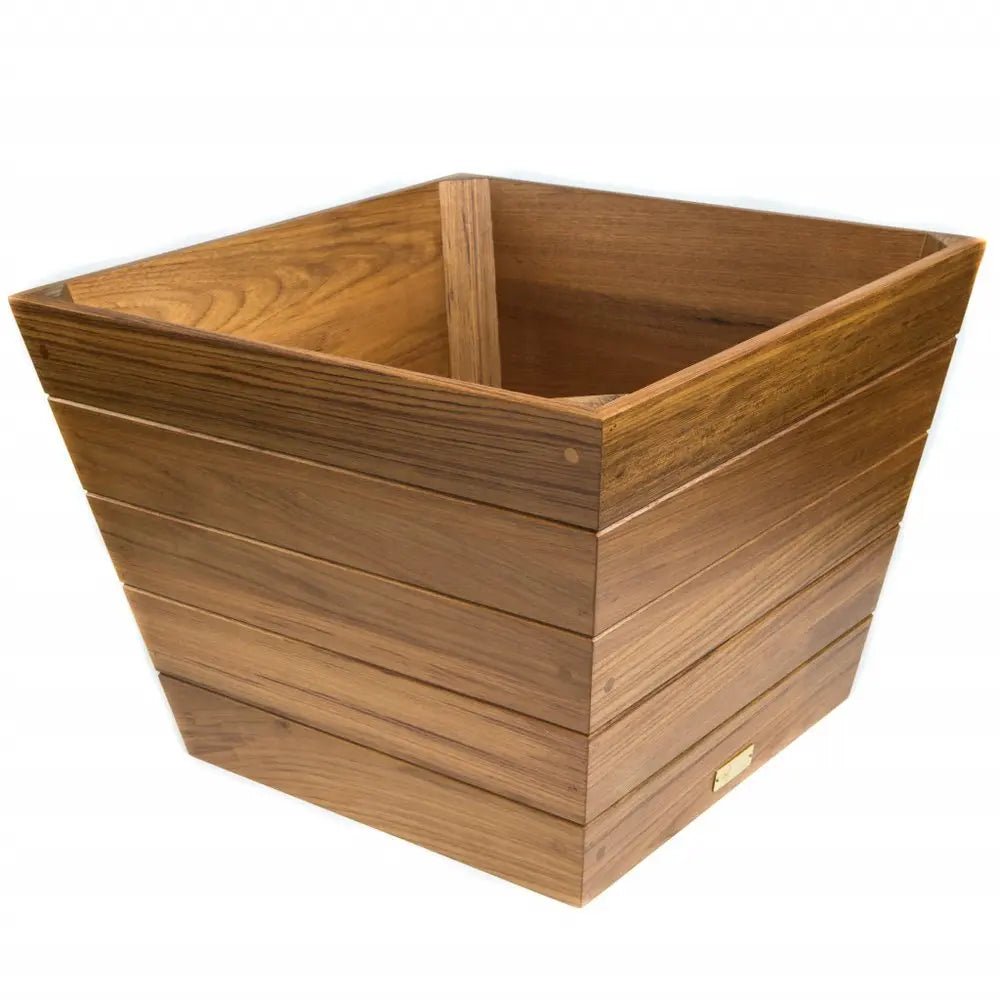 19" Brown Wood Indoor Outdoor Square Planter Box - NOBLE HOME INTERIORS