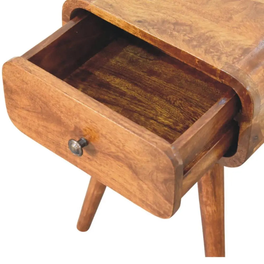 19" Chestnut Solid Wood Square One Drawer Nightstand - NOBLE HOME INTERIORS