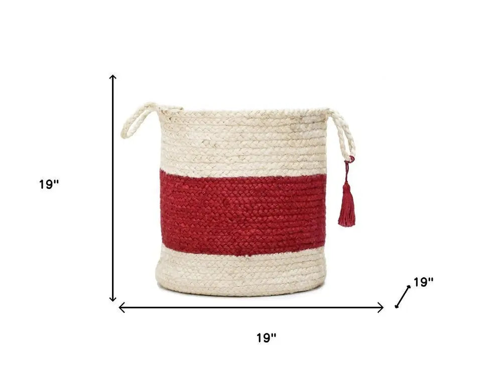 19" Ivory Jute Basket - NOBLE HOME INTERIORS