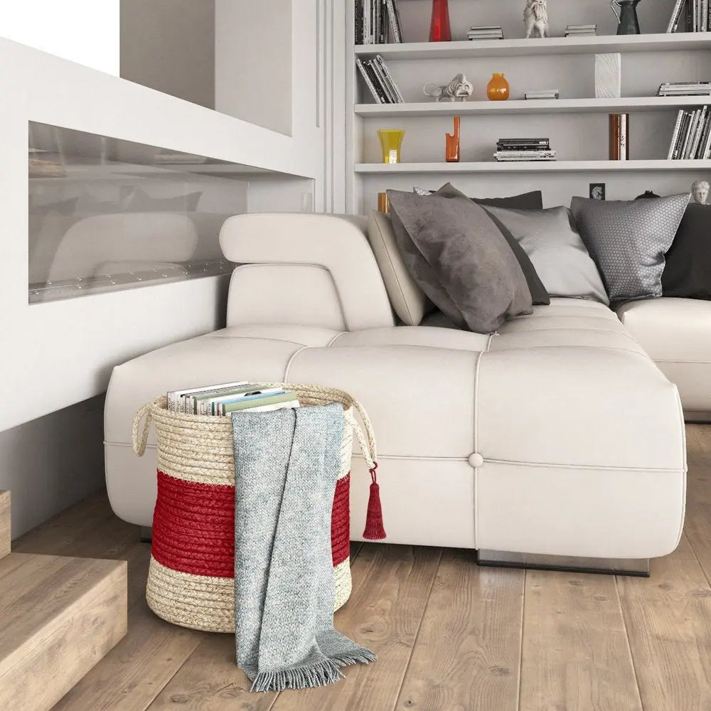 19" Ivory Jute Basket - NOBLE HOME INTERIORS