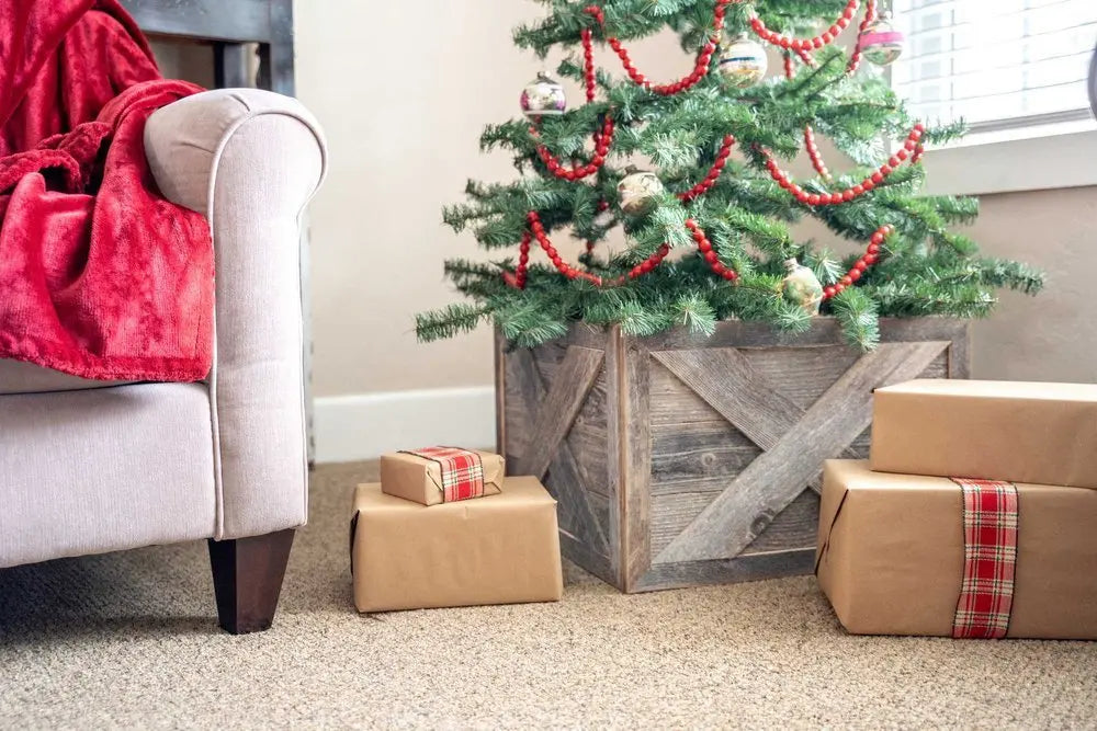 19" Natural Weathered Gray Christmas Tree Collar - NOBLE HOME INTERIORS