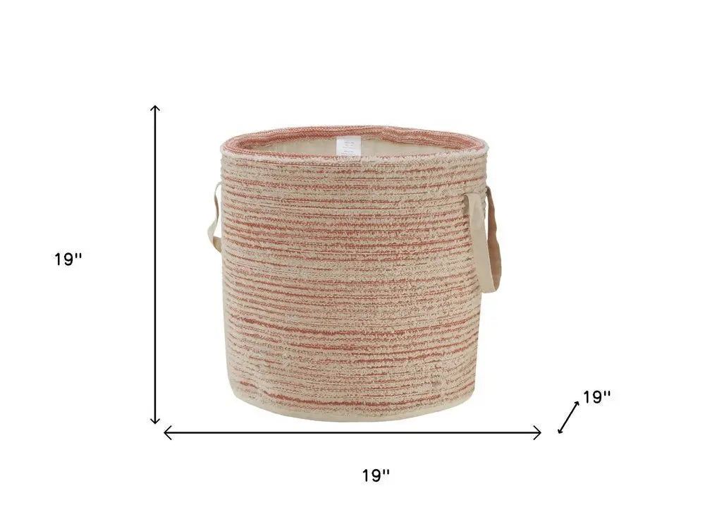19" Pink Fabric Basket - NOBLE HOME INTERIORS
