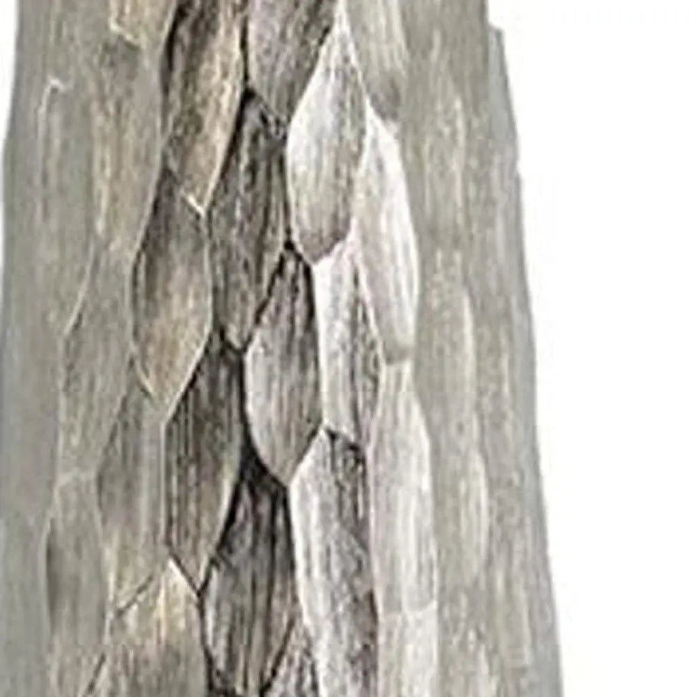 19" Silver Cast Aluminum Carved Geometric Table Vase - NOBLE HOME INTERIORS