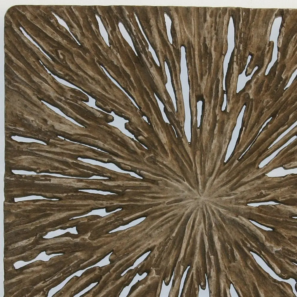 19" X 19" X 2" Brown Square Rotten Wood Wall Decor - NOBLE HOME INTERIORS
