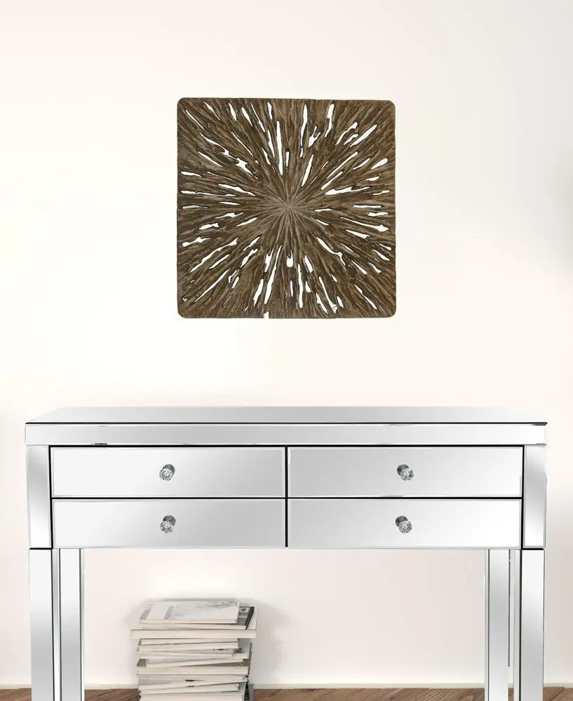 19" X 19" X 2" Brown Square Rotten Wood Wall Decor - NOBLE HOME INTERIORS