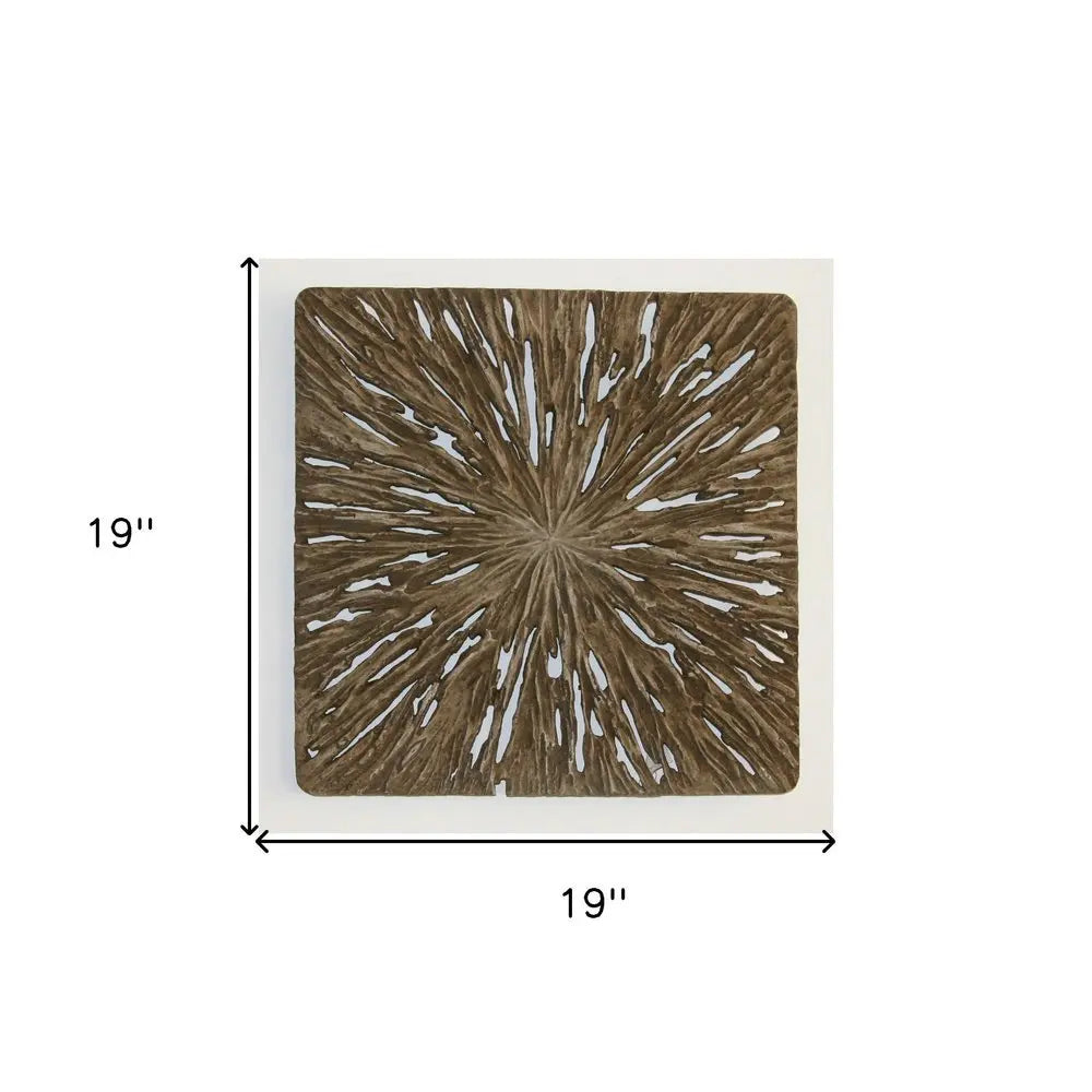 19" X 19" X 2" Brown Square Rotten Wood Wall Decor - NOBLE HOME INTERIORS