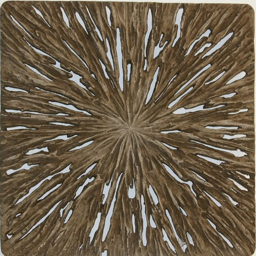 19" X 19" X 2" Brown Square Rotten Wood Wall Decor - NOBLE HOME INTERIORS
