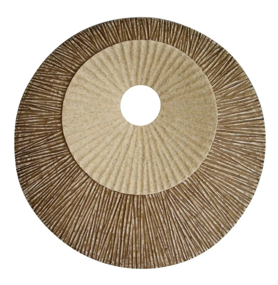 19" X 19" X 2.5" Brown Round Double Layer Ribbed Wall Plaque - NOBLE HOME INTERIORS