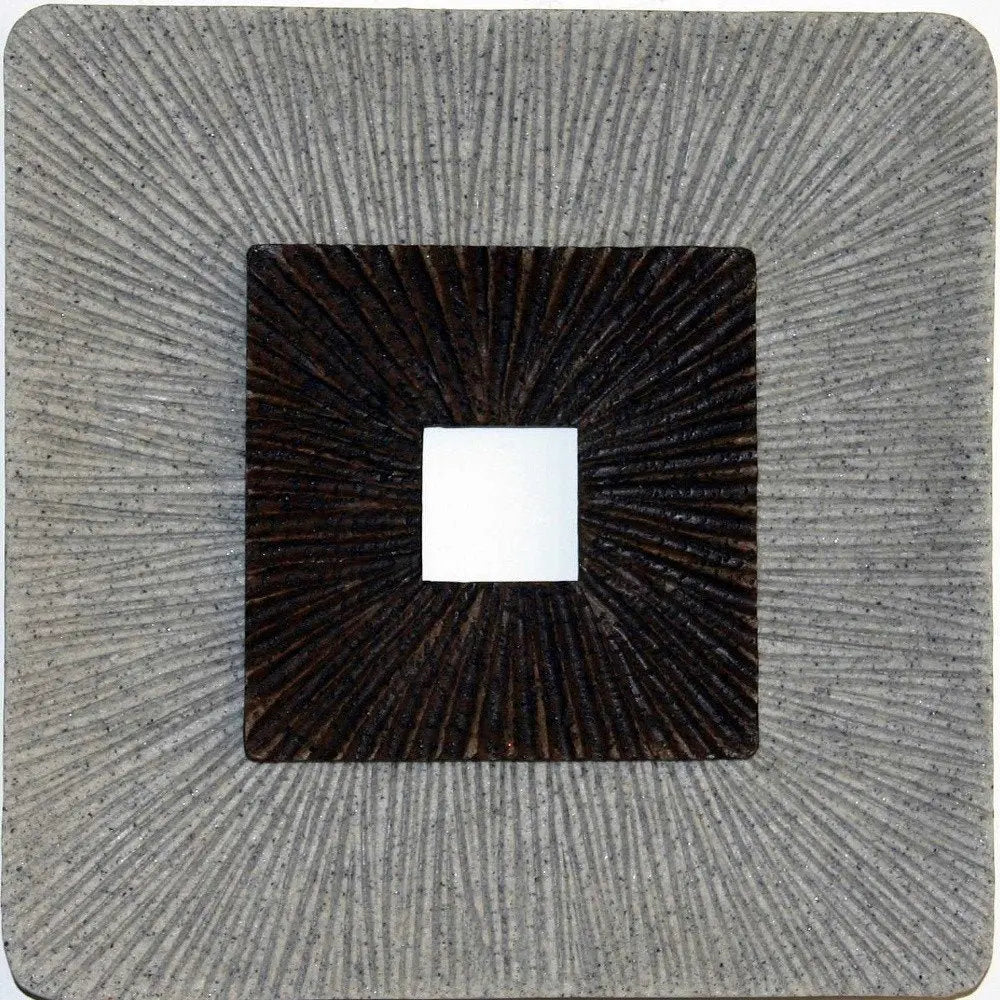 19" X 19" X 2.5" Modern Brown And Gray Ribbed Square Wall Art - NOBLE HOME INTERIORS