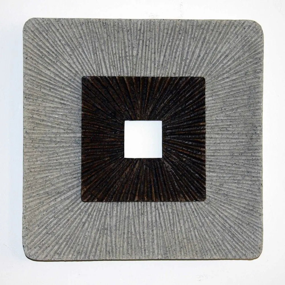 19" X 19" X 2.5" Modern Brown And Gray Ribbed Square Wall Art - NOBLE HOME INTERIORS