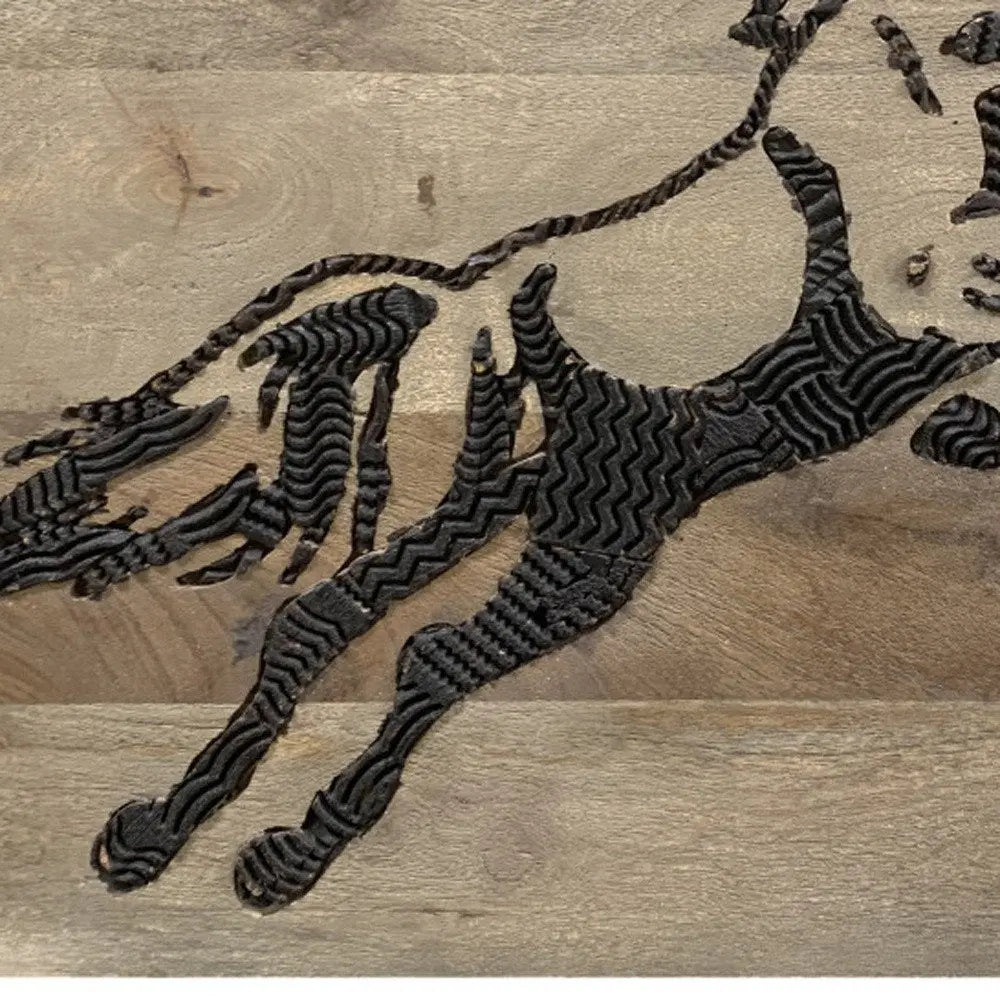 19" X 24" Black And Brown Horse Solid Wood Hanging Dimensional Sculpture - NOBLE HOME INTERIORS