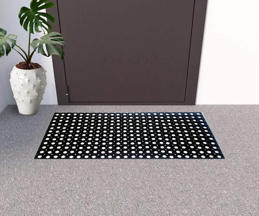 19" X 39" Black Rubber Outdoor Door Mat - NOBLE HOME INTERIORS