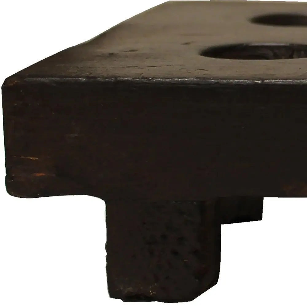 2" Brown Wood Geometric Tabletop Dish Candle Holder - NOBLE HOME INTERIORS