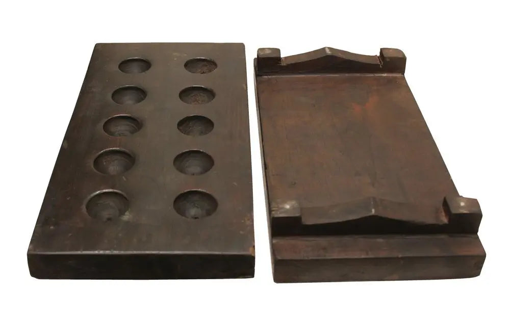 2" Brown Wood Geometric Tabletop Dish Candle Holder - NOBLE HOME INTERIORS