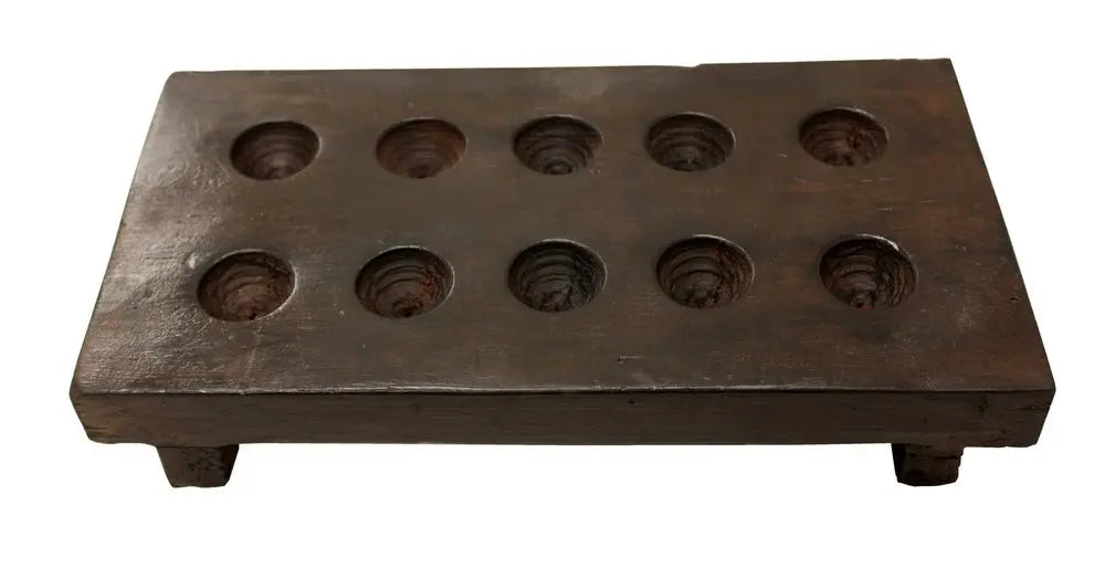 2" Brown Wood Geometric Tabletop Dish Candle Holder - NOBLE HOME INTERIORS