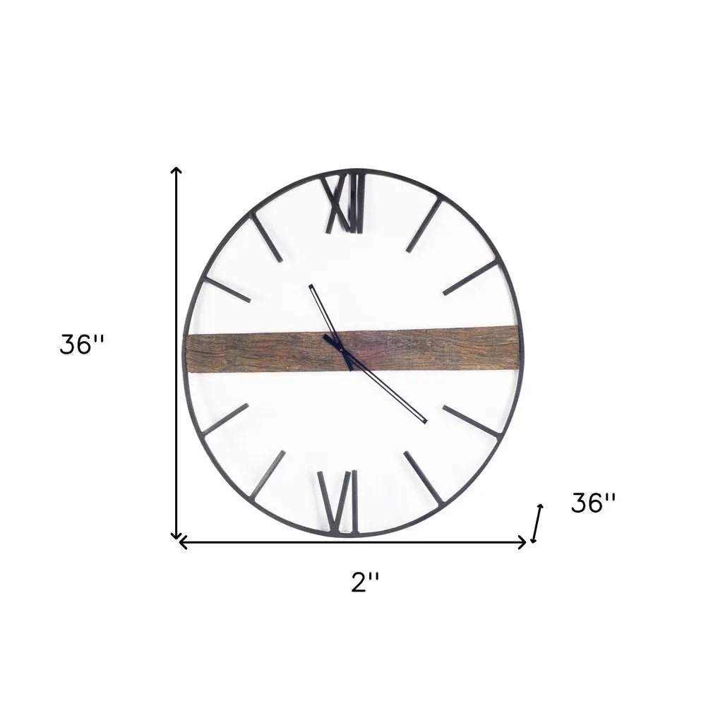 2" Circle Black Metal Skeleton Wall Clock HomeRoots