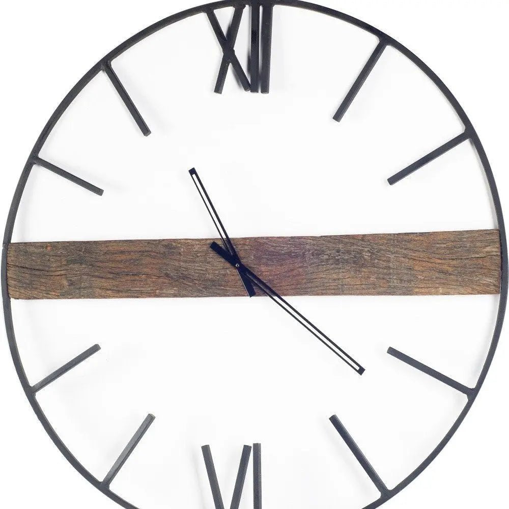 2" Circle Black Metal Skeleton Wall Clock HomeRoots