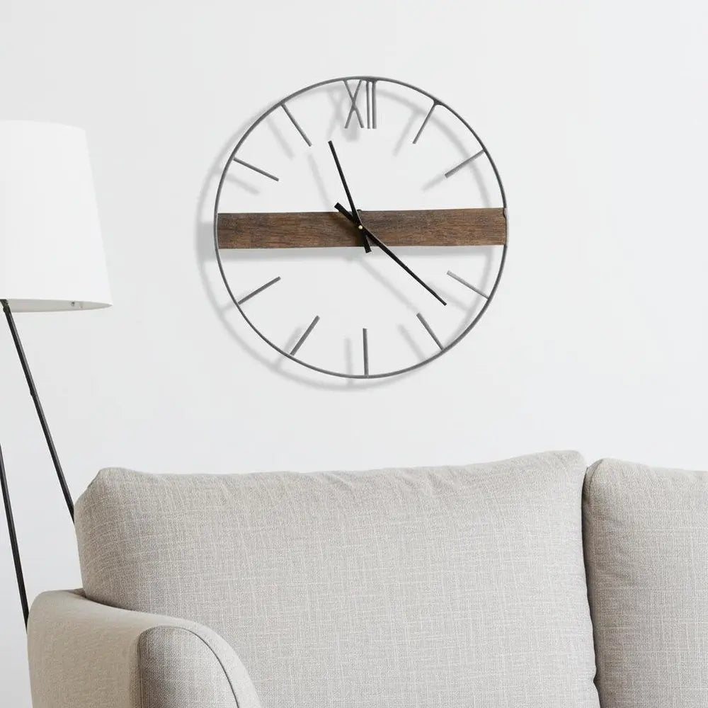 2" Circle Black Metal Skeleton Wall Clock HomeRoots