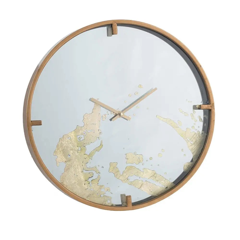 2" Round Gold And White Wood Analog Wall Clock - NOBLE HOME INTERIORS