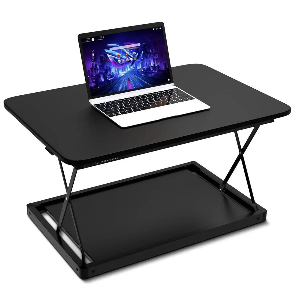 20" Adjustable Black Stainless Steel Standing Desk Converter - NOBLE HOME INTERIORS