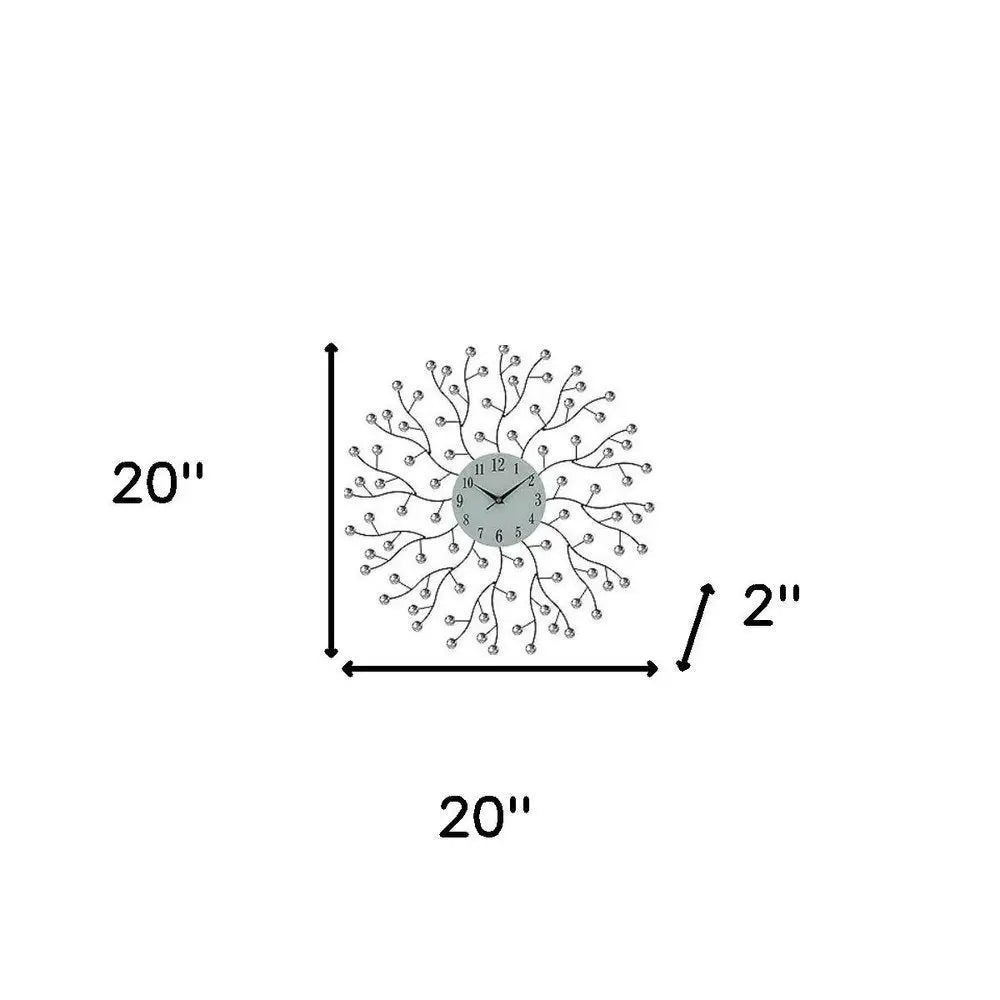 20" Black White And Clear Metal and Glass Silent Analog Round Wall Clock - NOBLE HOME INTERIORS