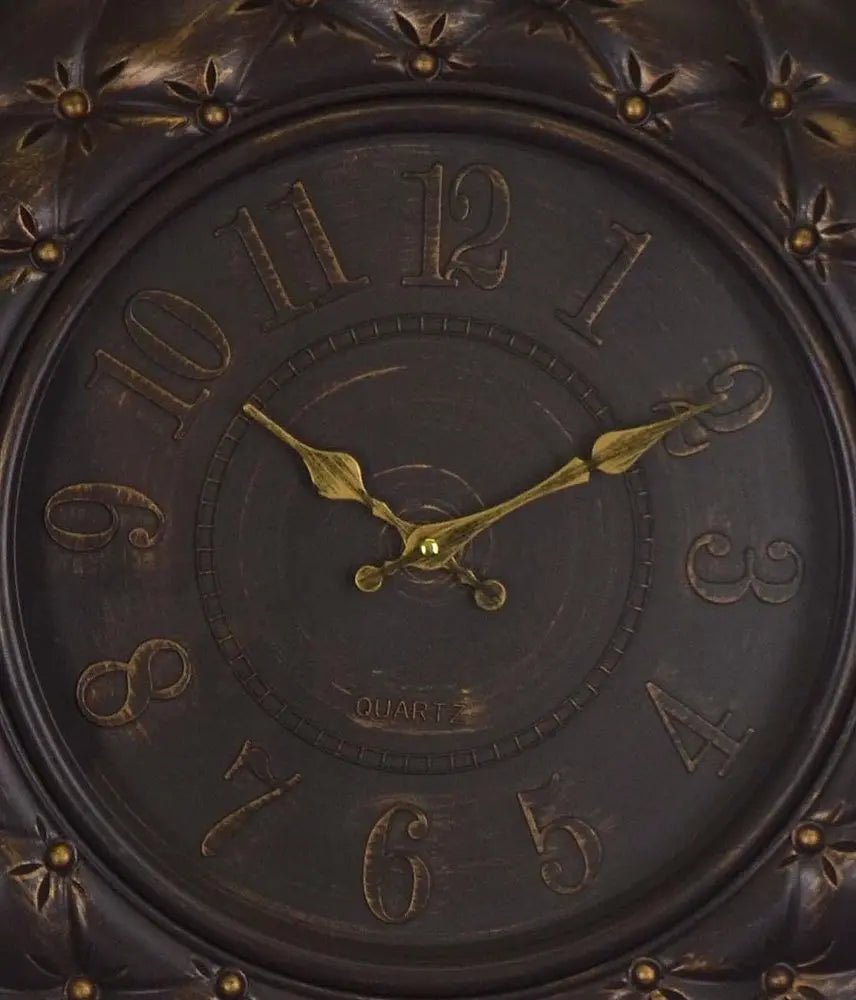 20" Brown And Gold Heavy Duty Plastic Silent Analog Round Wall Clock HomeRoots