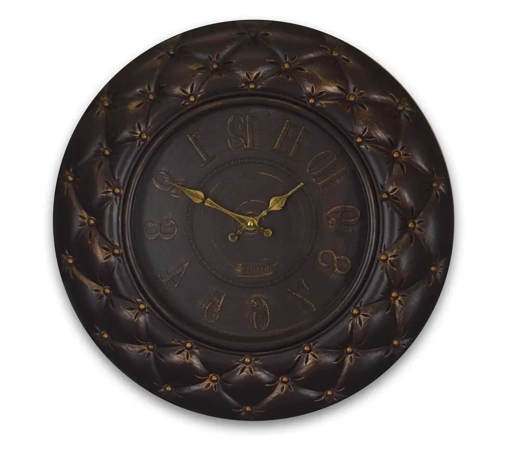 20" Brown And Gold Heavy Duty Plastic Silent Analog Round Wall Clock HomeRoots