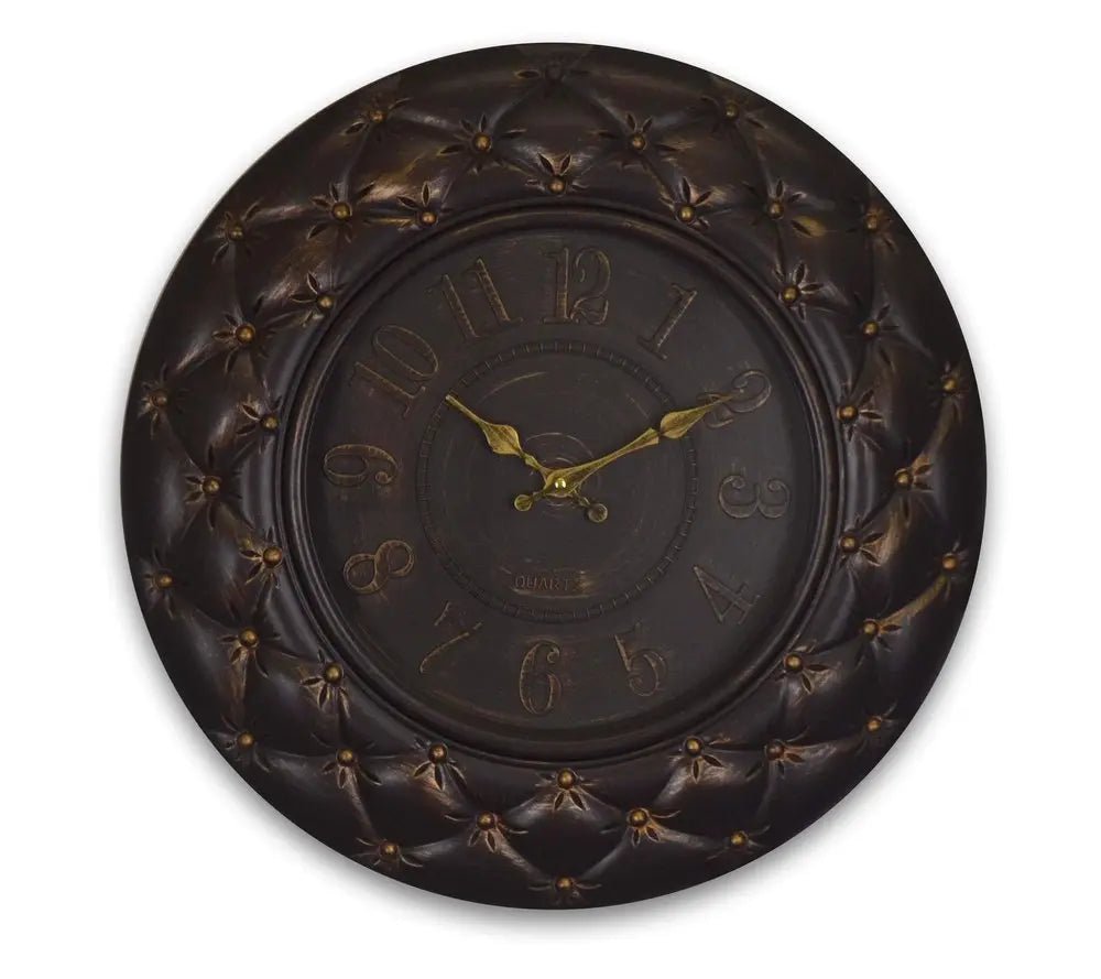 20" Brown And Gold Heavy Duty Plastic Silent Analog Round Wall Clock HomeRoots