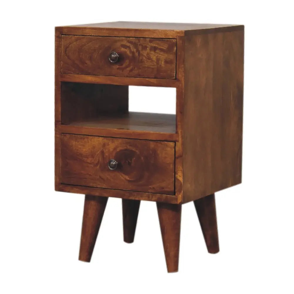 20" Brown Solid Wood Two Drawer Nightstand - NOBLE HOME INTERIORS