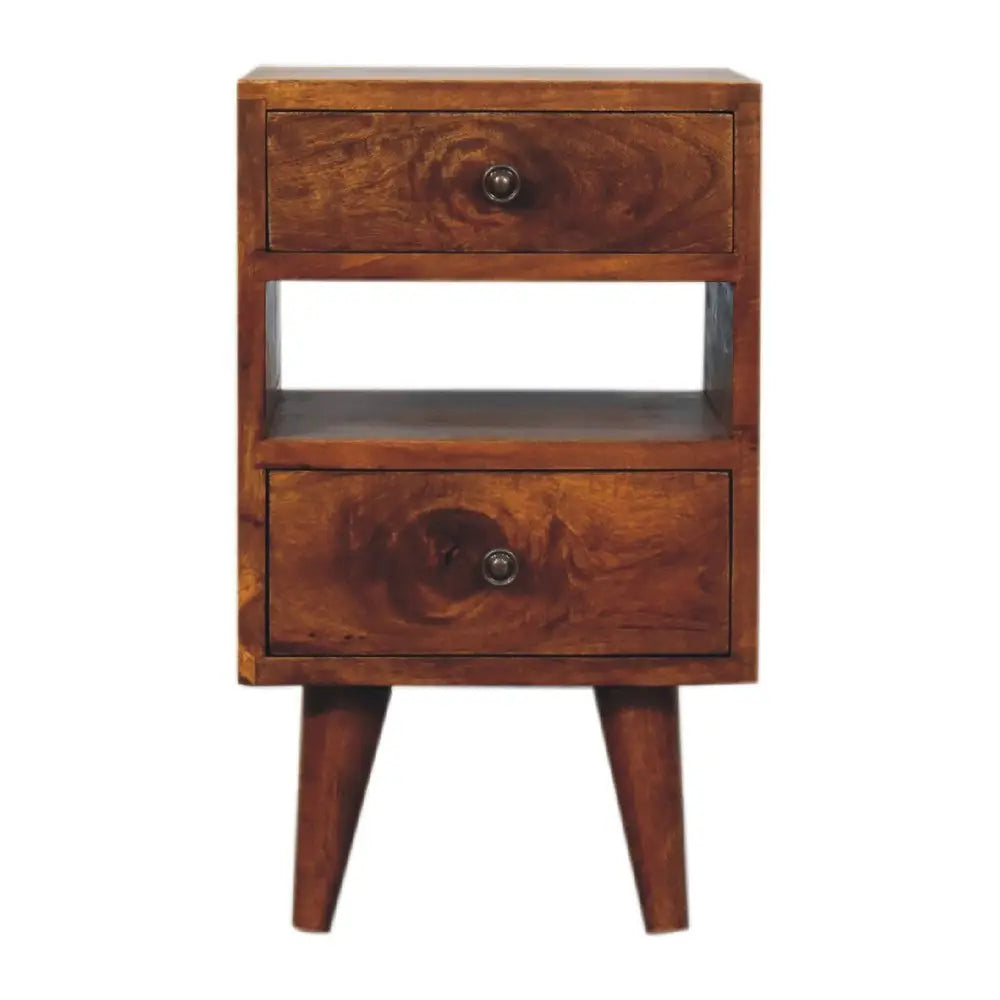 20" Brown Solid Wood Two Drawer Nightstand - NOBLE HOME INTERIORS