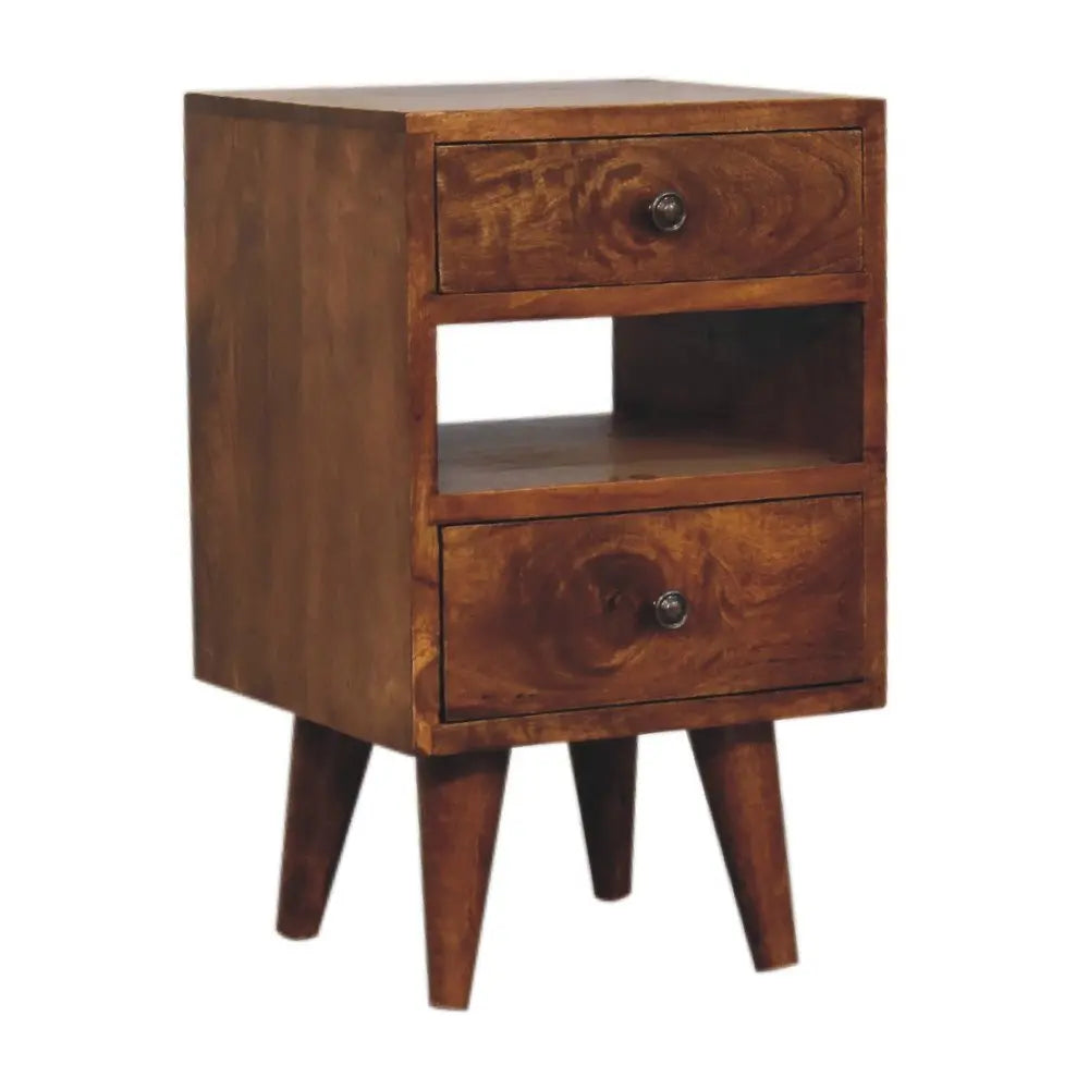 20" Brown Solid Wood Two Drawer Nightstand - NOBLE HOME INTERIORS