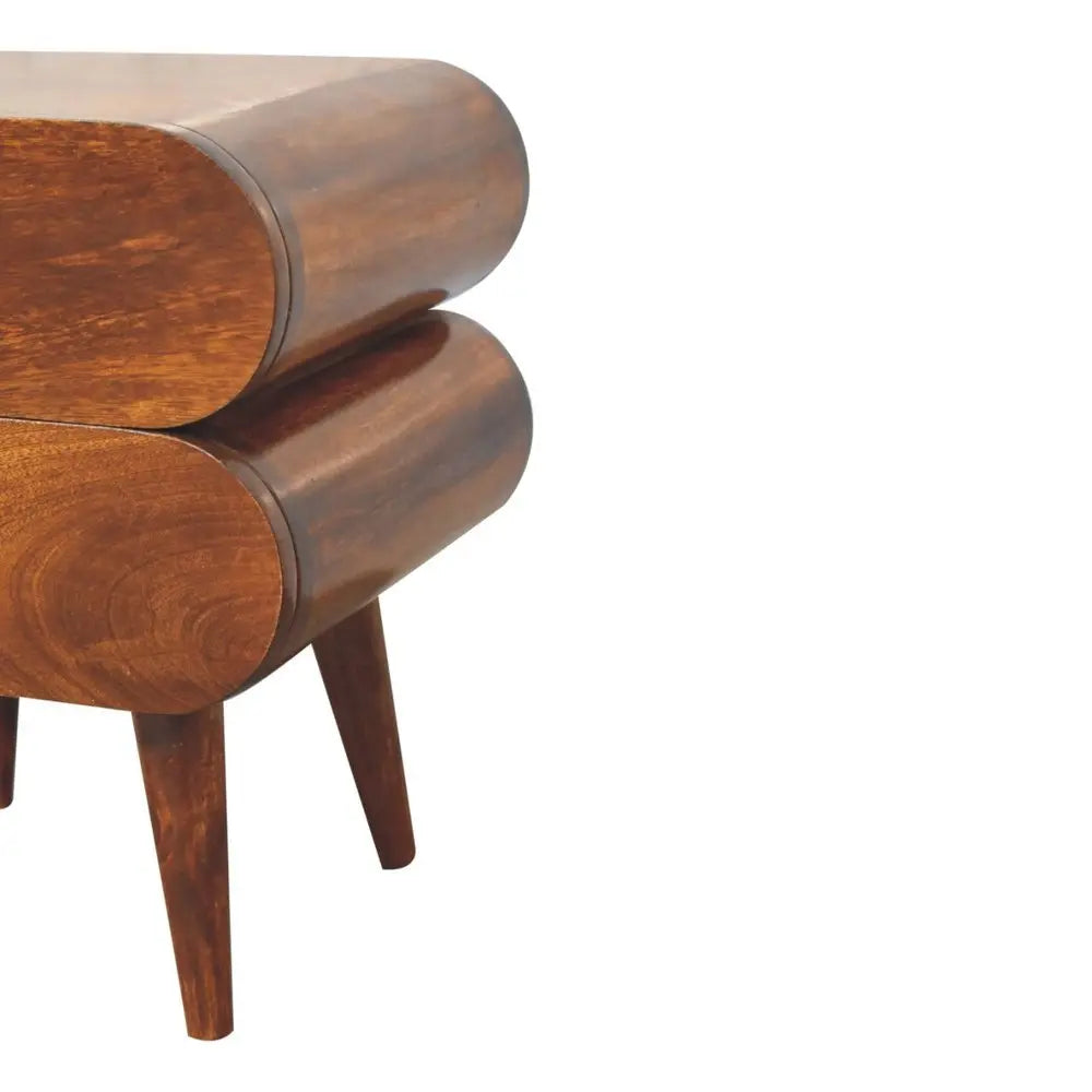 20" Chestnut Solid Wood Two Drawer Nightstand - NOBLE HOME INTERIORS