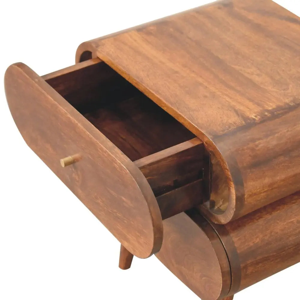 20" Chestnut Solid Wood Two Drawer Nightstand - NOBLE HOME INTERIORS