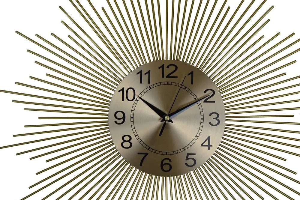 20" Gold And Black Metal Silent Analog Sunburst Wall Clock HomeRoots