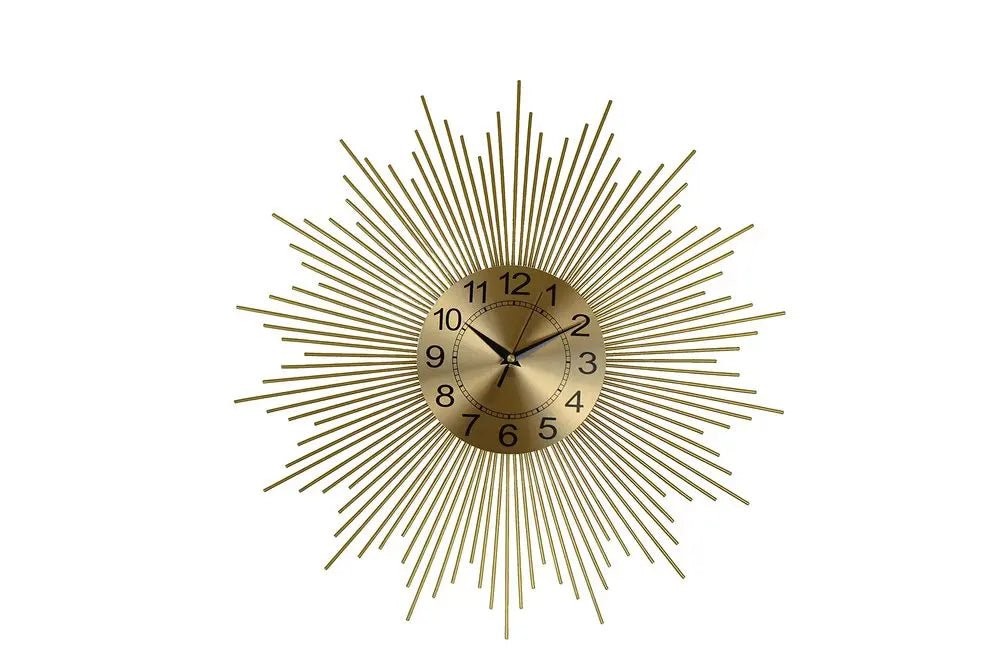 20" Gold And Black Metal Silent Analog Sunburst Wall Clock HomeRoots