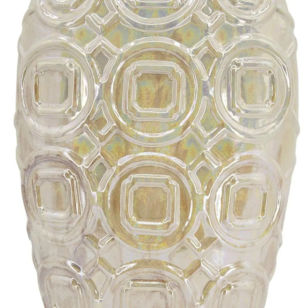 20" Ivory Geometric Bud Ceramic Table Vase - NOBLE HOME INTERIORS
