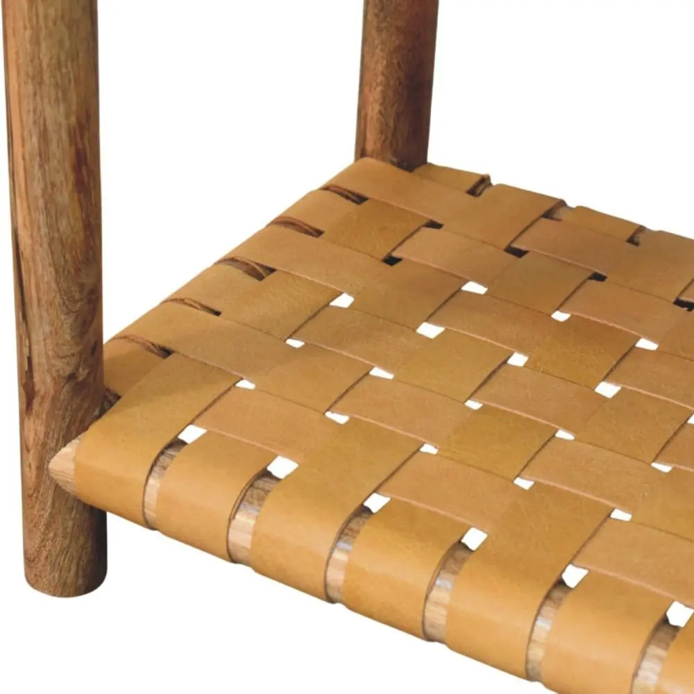 20" Light Brown Solid Wood One Drawer Nightstand With Leather Shelf - NOBLE HOME INTERIORS