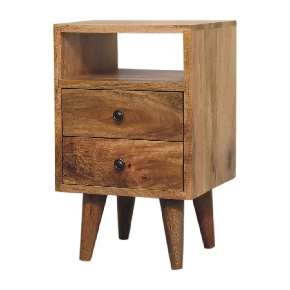 20" Oak Solid Wood Two Drawer Nightstand - NOBLE HOME INTERIORS